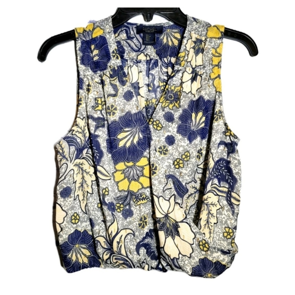 Rachel Rachel Roy Floral Print Sleeveless V Neck Crop Blouse Multicolor Size S